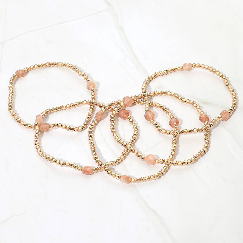 5PCS - Faceted Disc Beaded Stretch Multi Layered Bracelets