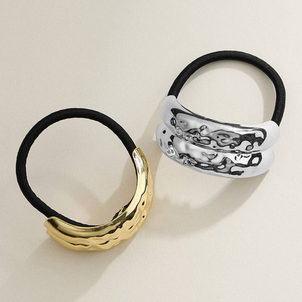 Textured Metal Double Bar Pointed Hair Band