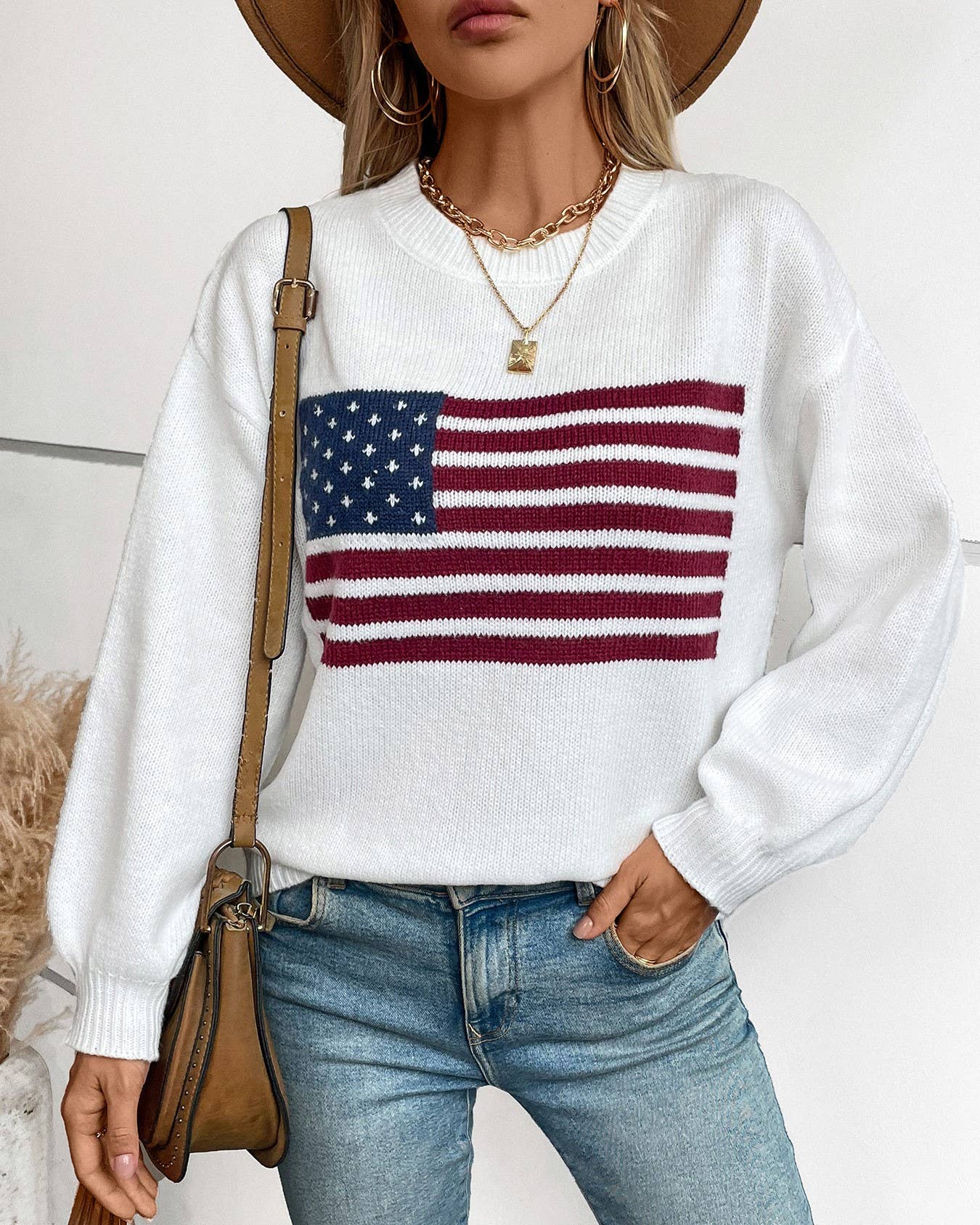 4th Of July American Flag Crewneck Sweater
