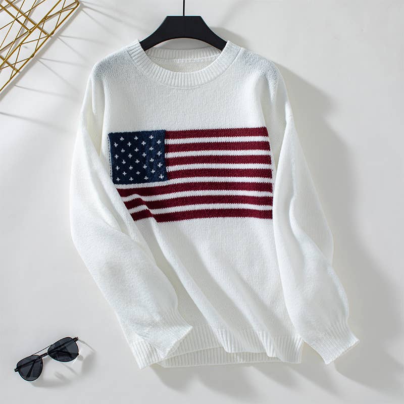 4th Of July American Flag Crewneck Sweater