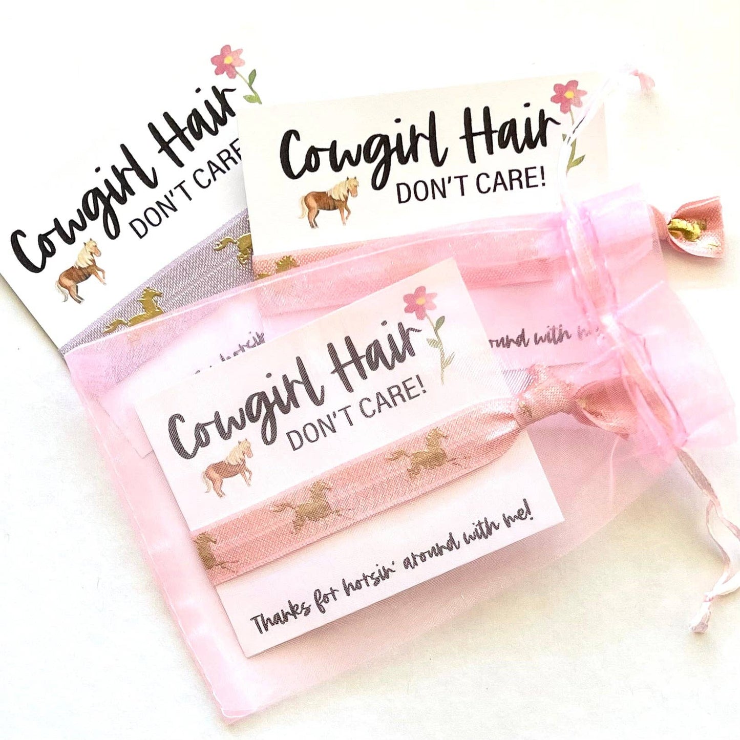 Pack of 3 Cowgirl Hair Don't Care! | Girls Horse Party Favor