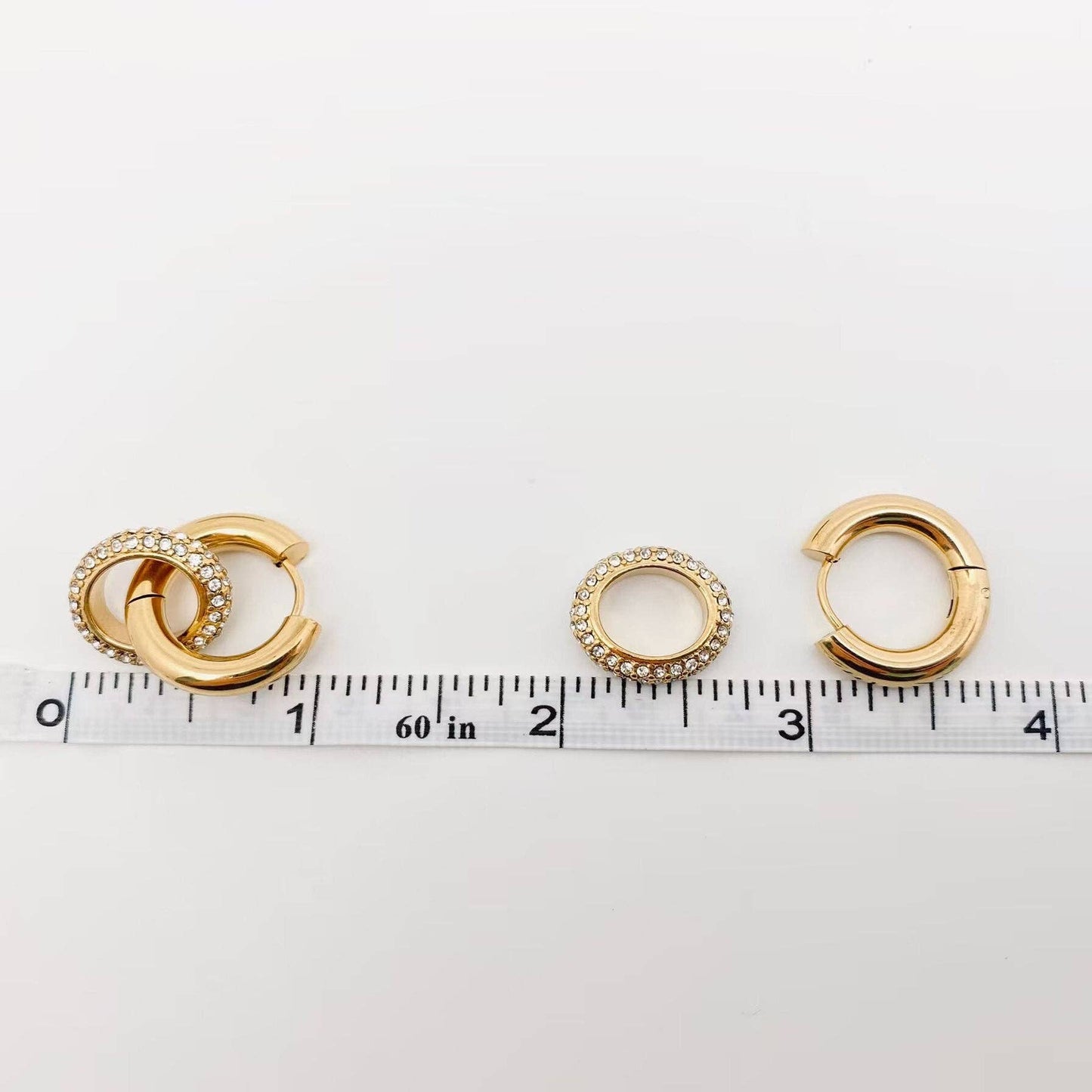 18K Gold Plated Inlaid Cubic Zirconia Circular Huggie - FGS