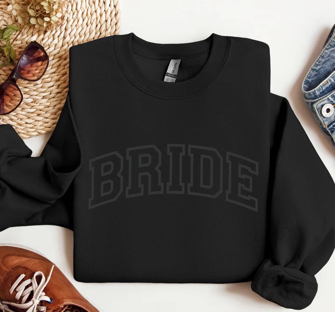 Black on Black Bride Puff Embossed Crewneck Sweatshirt