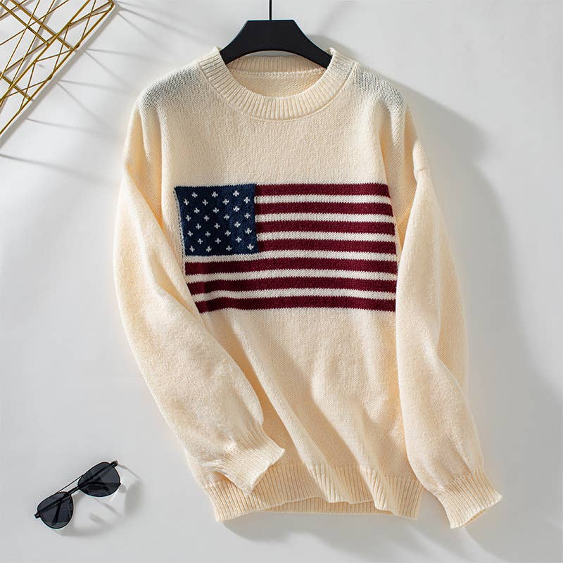 4th Of July American Flag Crewneck Sweater