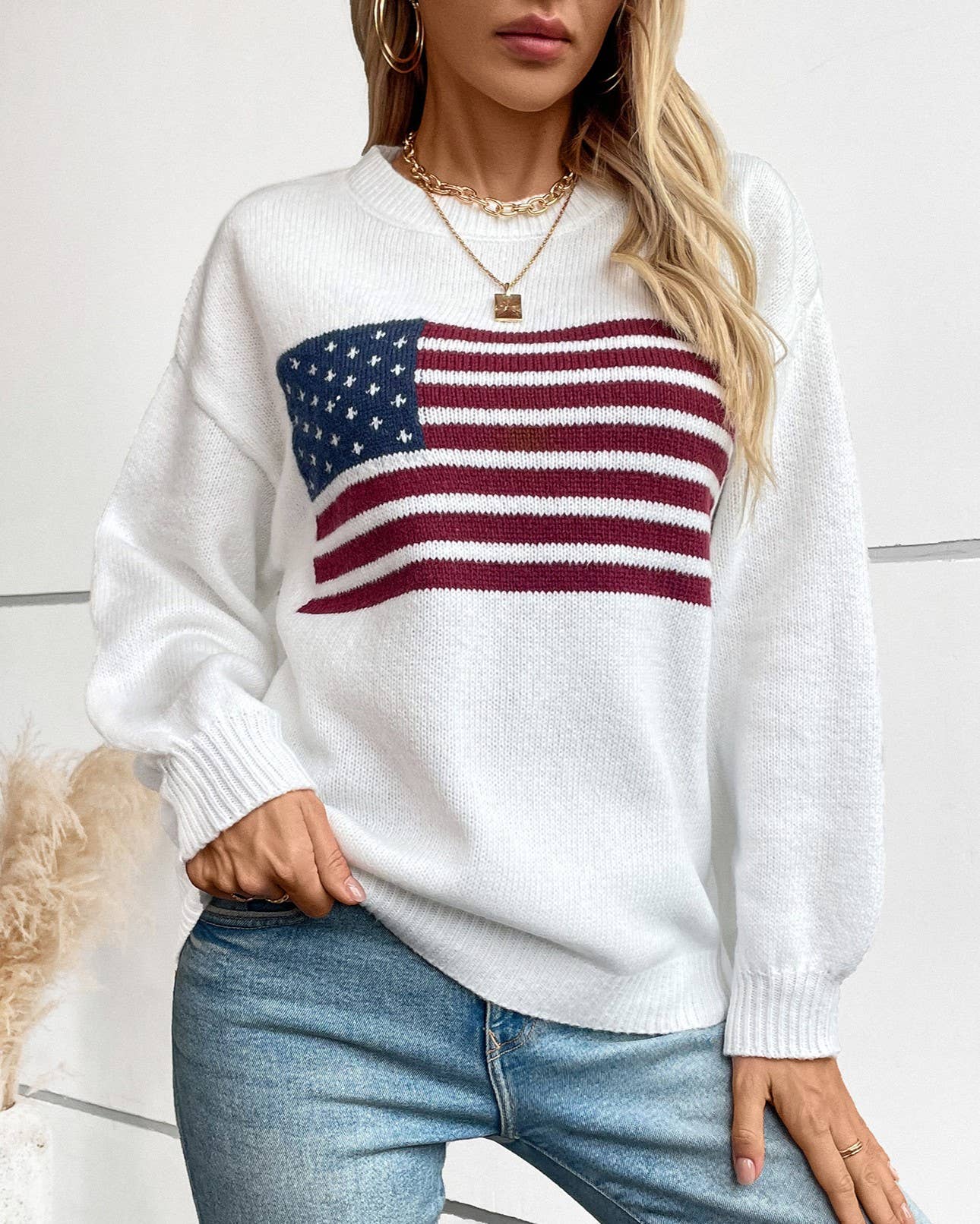 4th Of July American Flag Crewneck Sweater