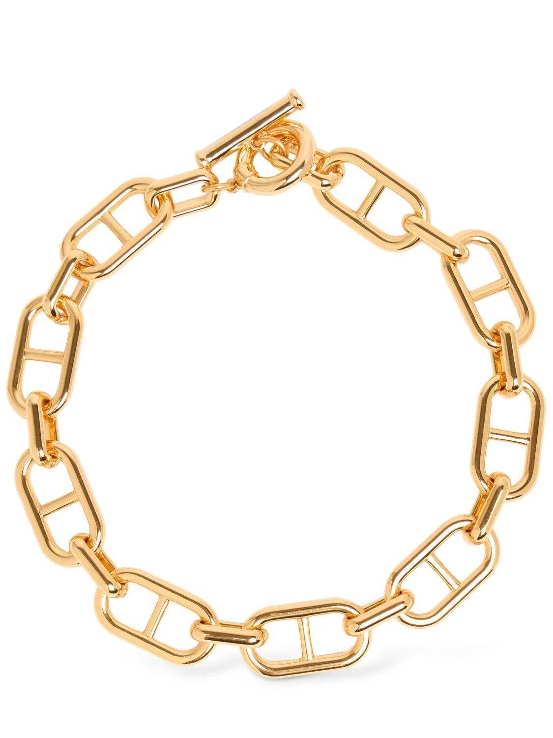 Stirrup Link Bracelet- Steel 14K Toggle Chain