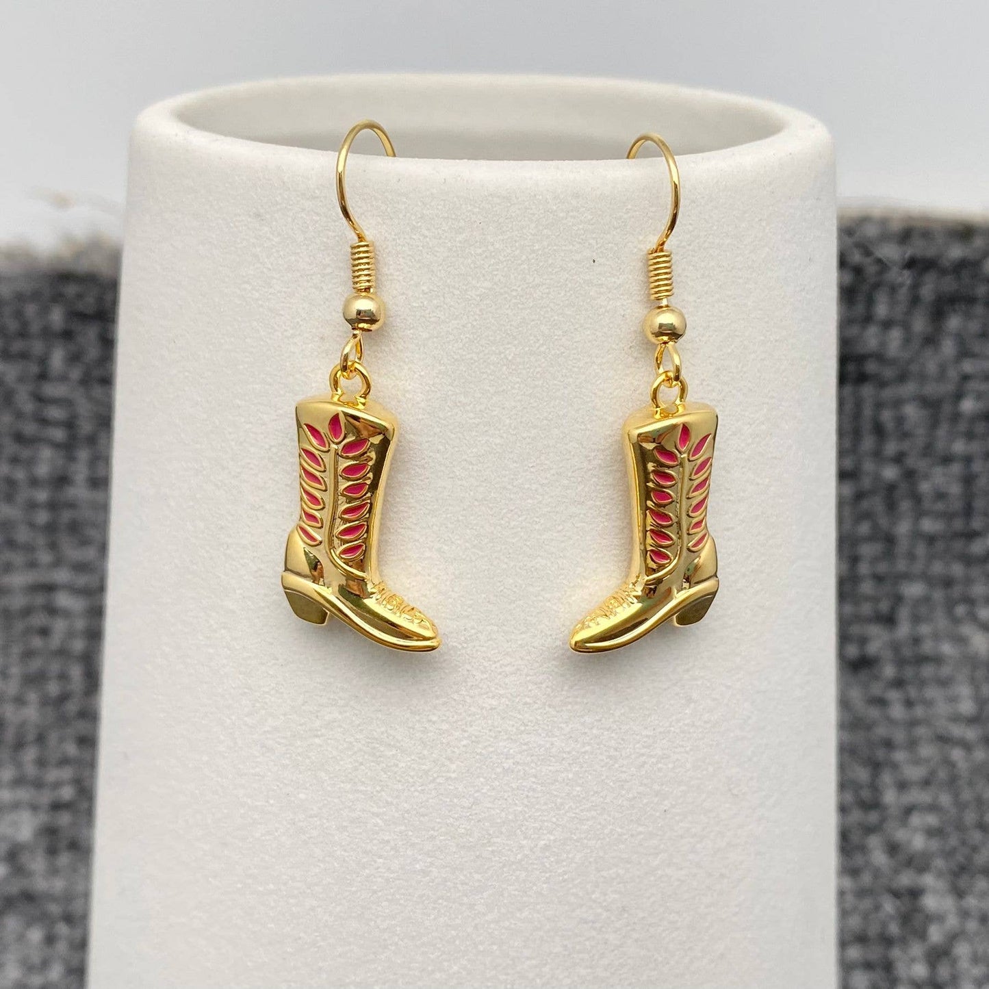 WJ - Western Enamel 18K Gold-plated Cowgirl Boots Earrings