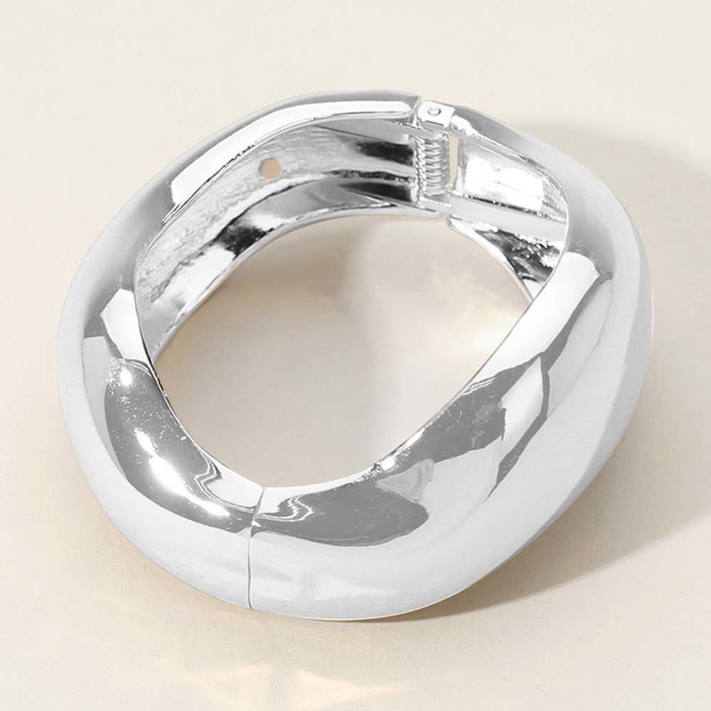Chunky Metal Hinged Bangle Bracelet