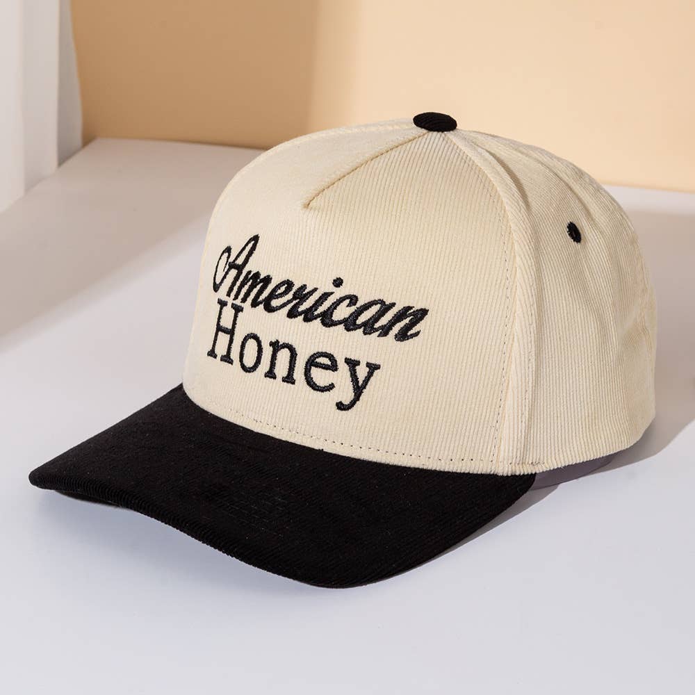 AMERICAN HONEY Embroidered Canvas Snapback Baseball Cap