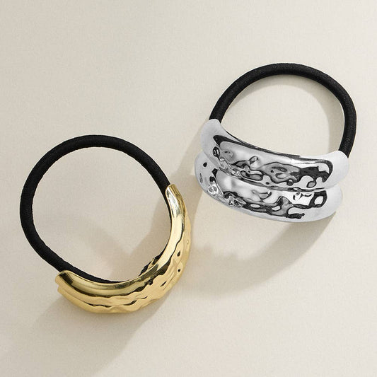 Textured Metal Double Bar Pointed Hair Band