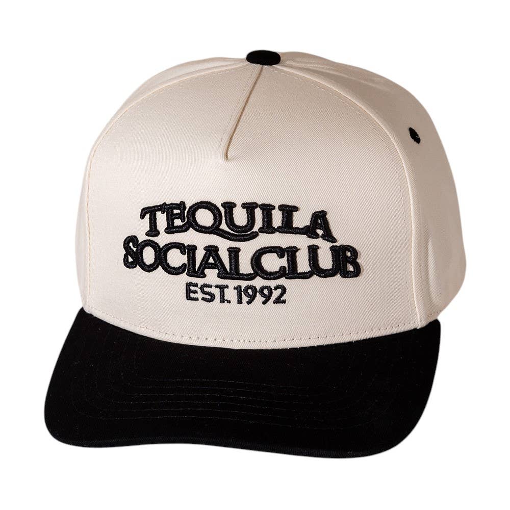 TEQUILA SOCIAL CLUB Message Embroidered Five Panel Canvas Snapback Baseball Cap