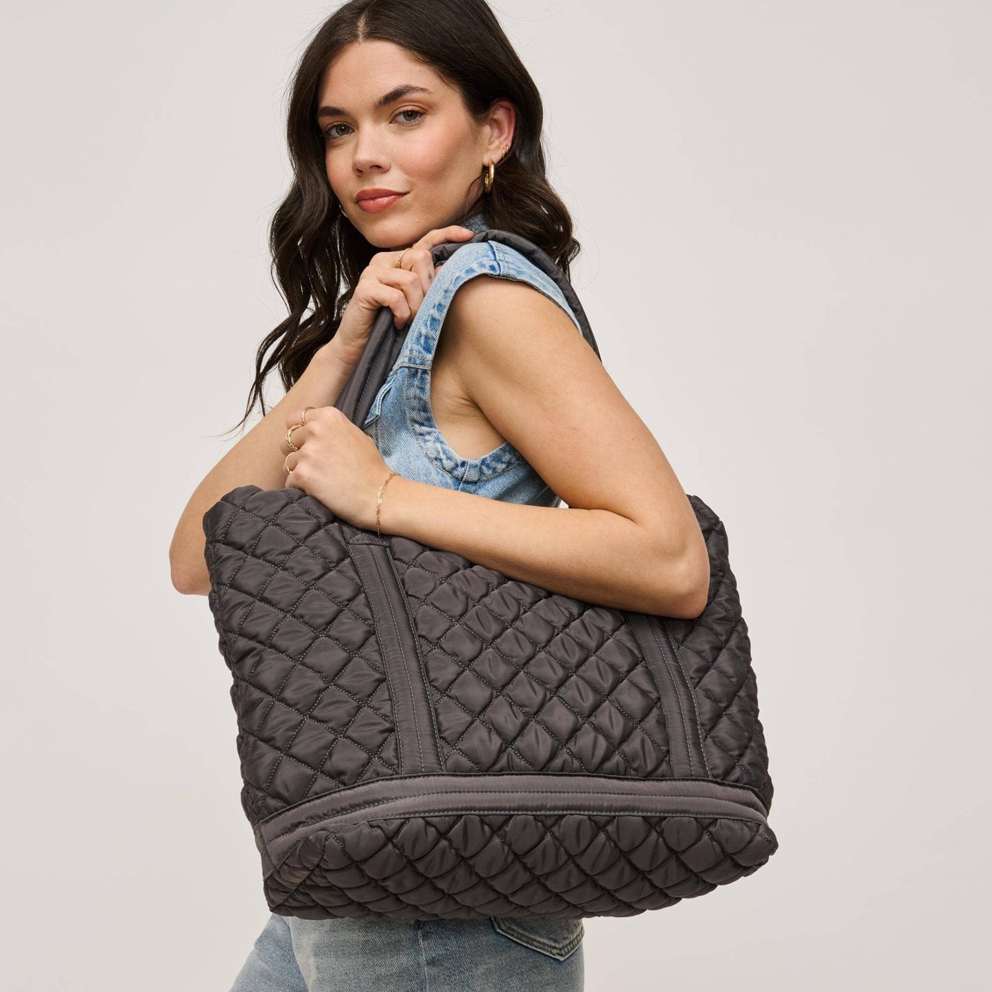 Lanya Quilted Nylon Travel Tote