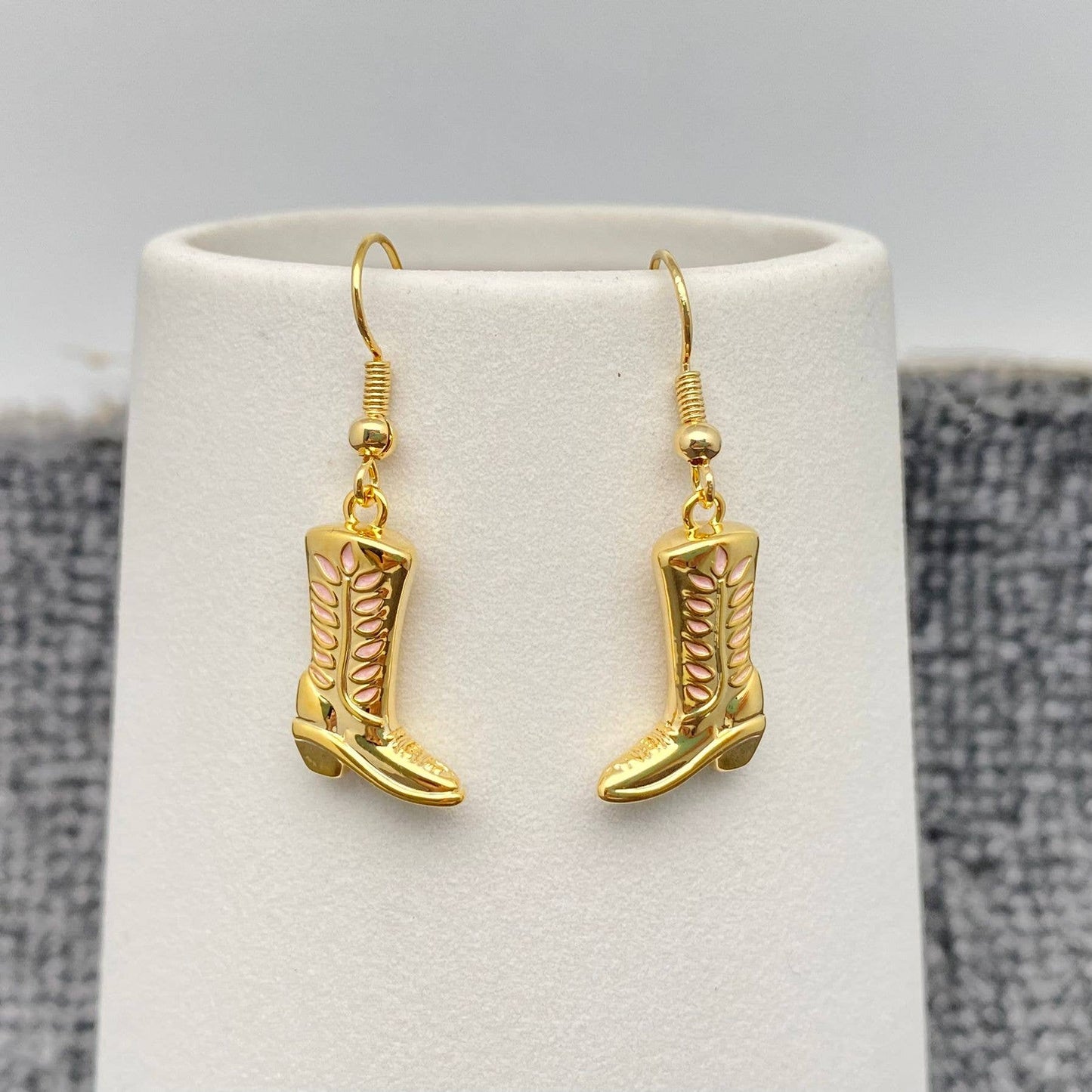 WJ - Western Enamel 18K Gold-plated Cowgirl Boots Earrings