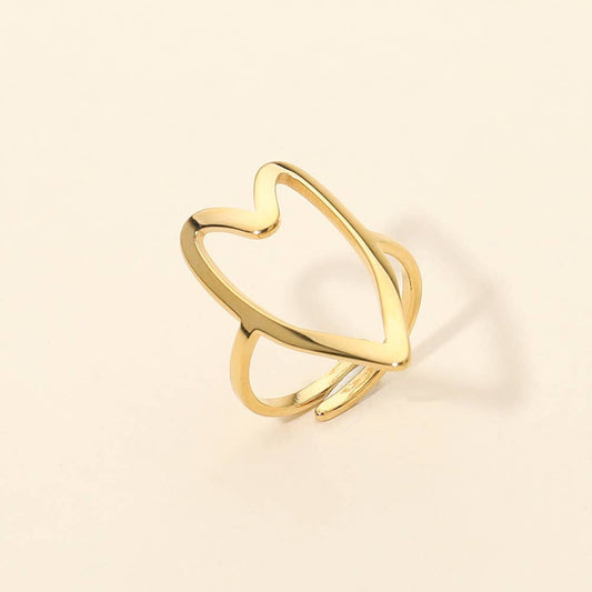SECRET BOX_Stainless Steel Open Heart Accent Adjustable Ring