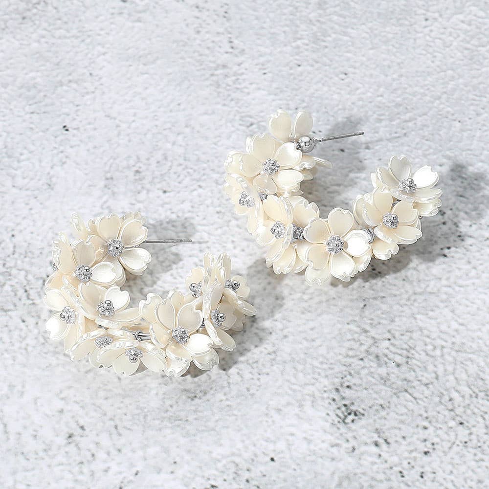 Pearl Flower Hoop Earrings