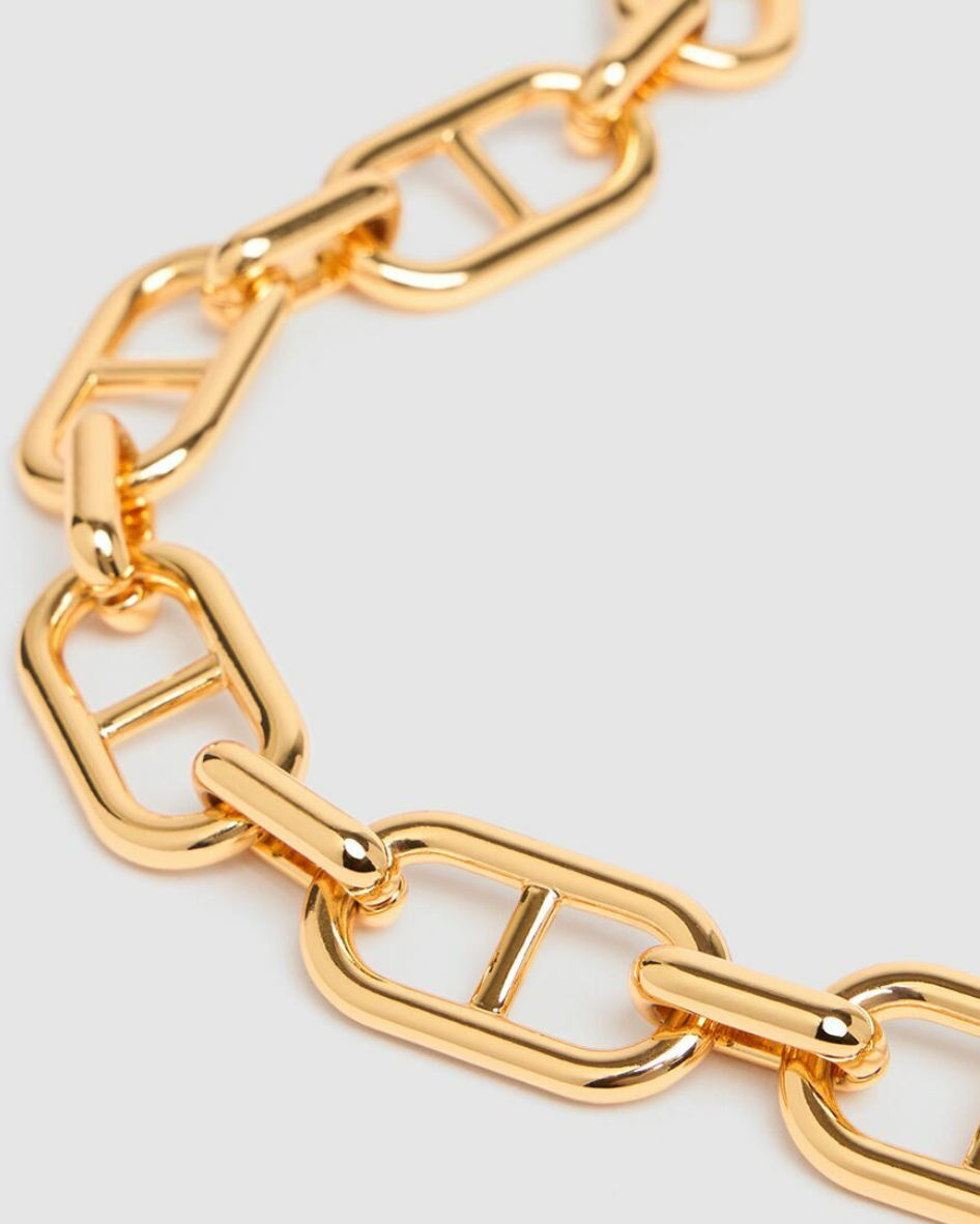 Stirrup Link Bracelet- Steel 14K Toggle Chain