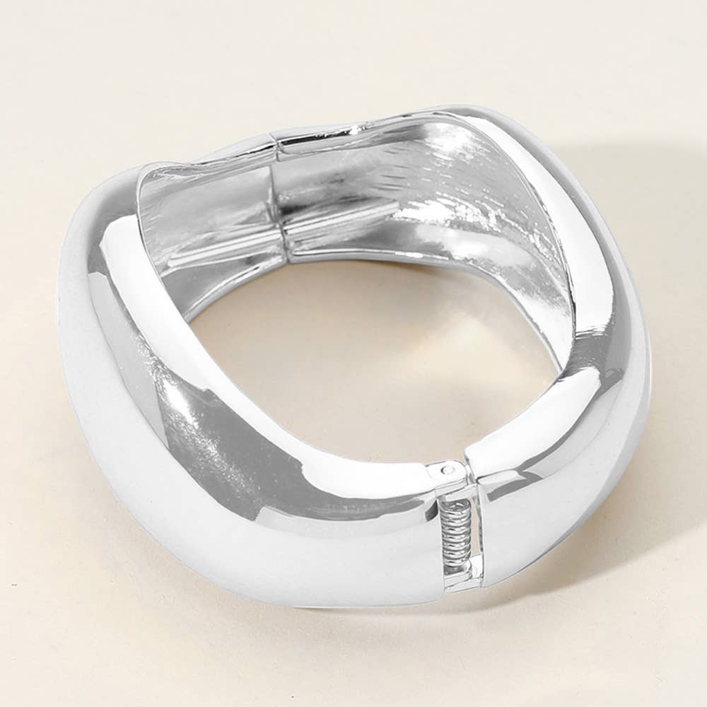 Chunky Metal Hinged Bangle Bracelet