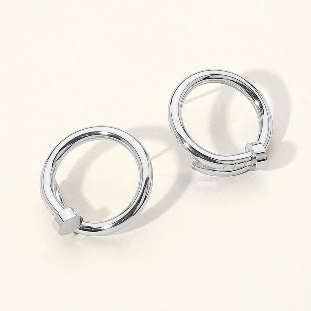 Metal Round Nail Earrings