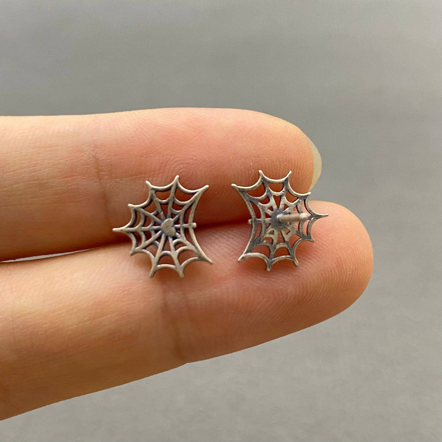 S925 Sterling Silver Spider Web Ear Studs - GT
