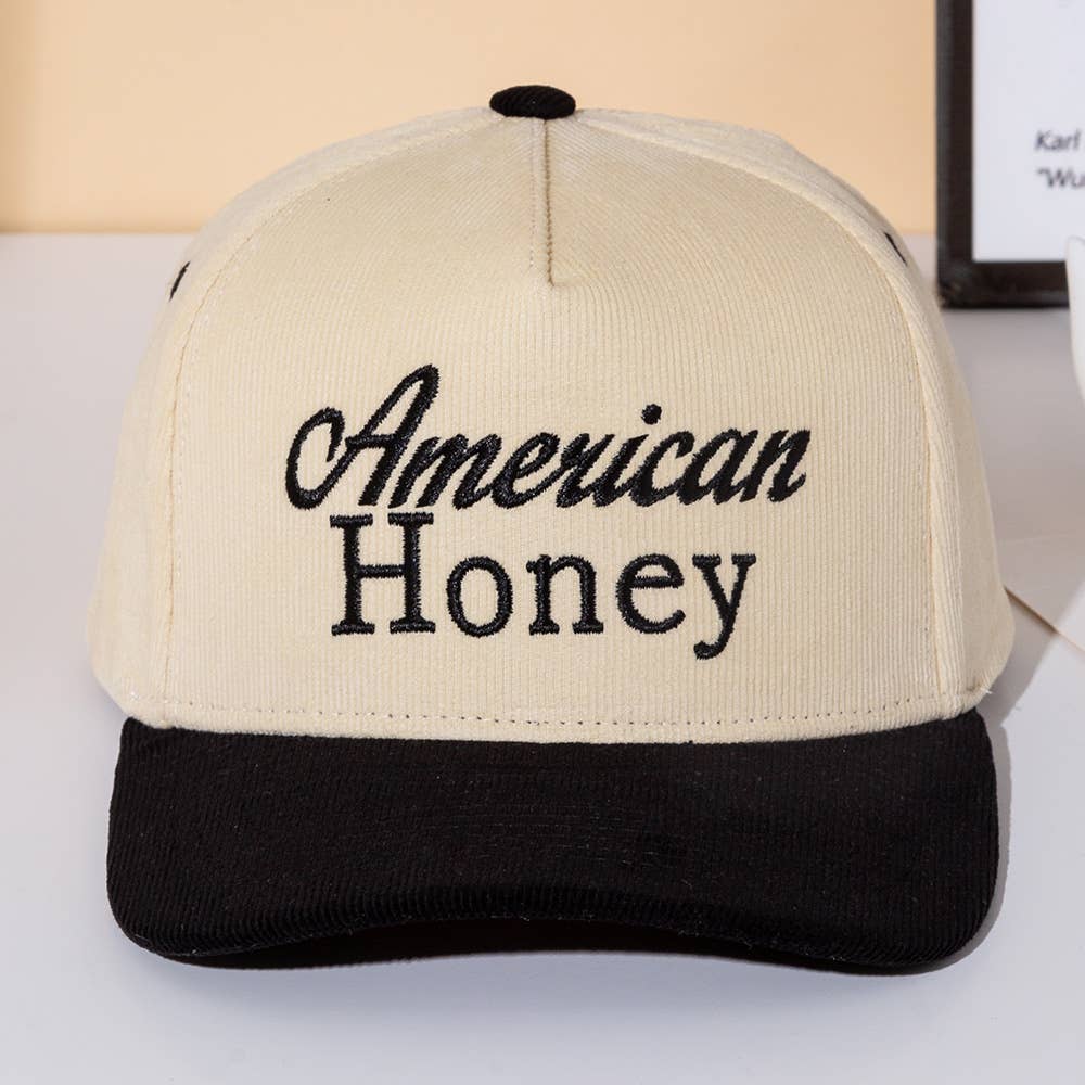 AMERICAN HONEY Embroidered Canvas Snapback Baseball Cap