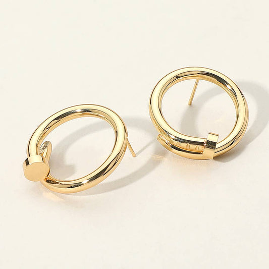 Metal Round Nail Earrings