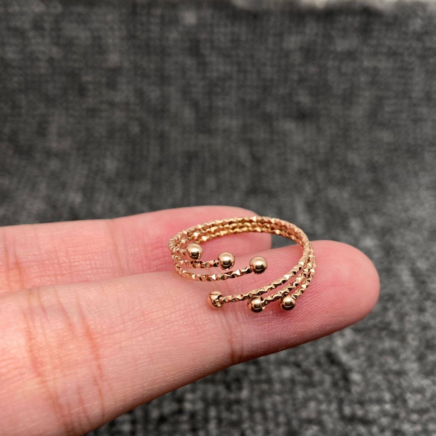 Hammer Texture 3 Layers Stainless Steel Wire Adjustable Ring