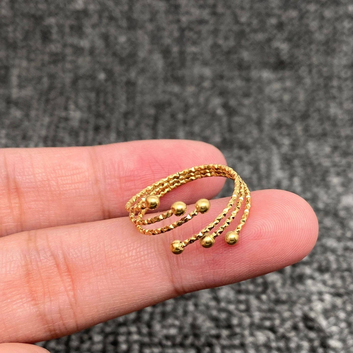 Hammer Texture 3 Layers Stainless Steel Wire Adjustable Ring