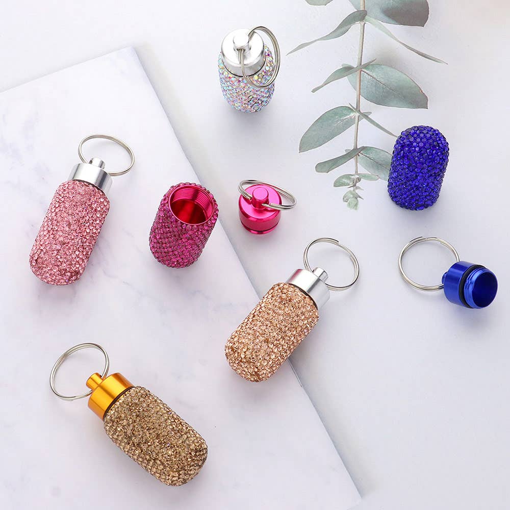 Bling Mini Pill Case Keychain