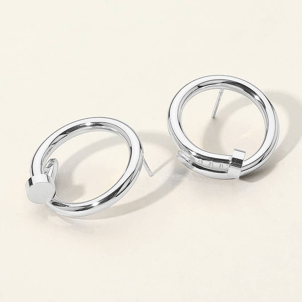 Metal Round Nail Earrings
