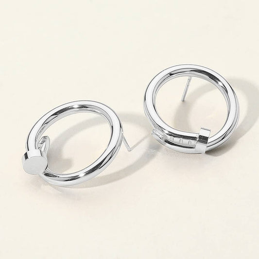 Metal Round Nail Earrings