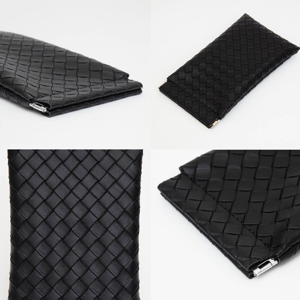 Faux Leather Weave Sunglasses Case Pouch / Phone Case Pouch