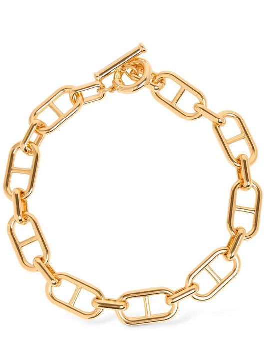 Stirrup Link Bracelet- Steel 14K Toggle Chain