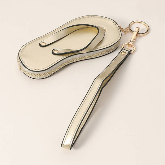 Faux Leather Flip-flop Mini Wristlet Keychain / Bag Charm