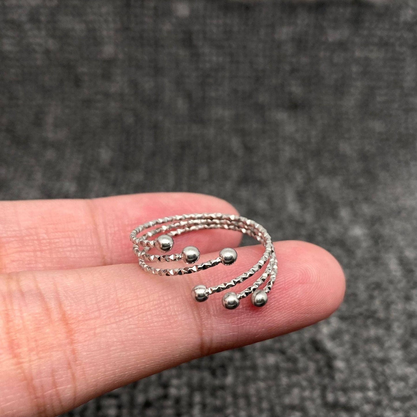 Hammer Texture 3 Layers Stainless Steel Wire Adjustable Ring