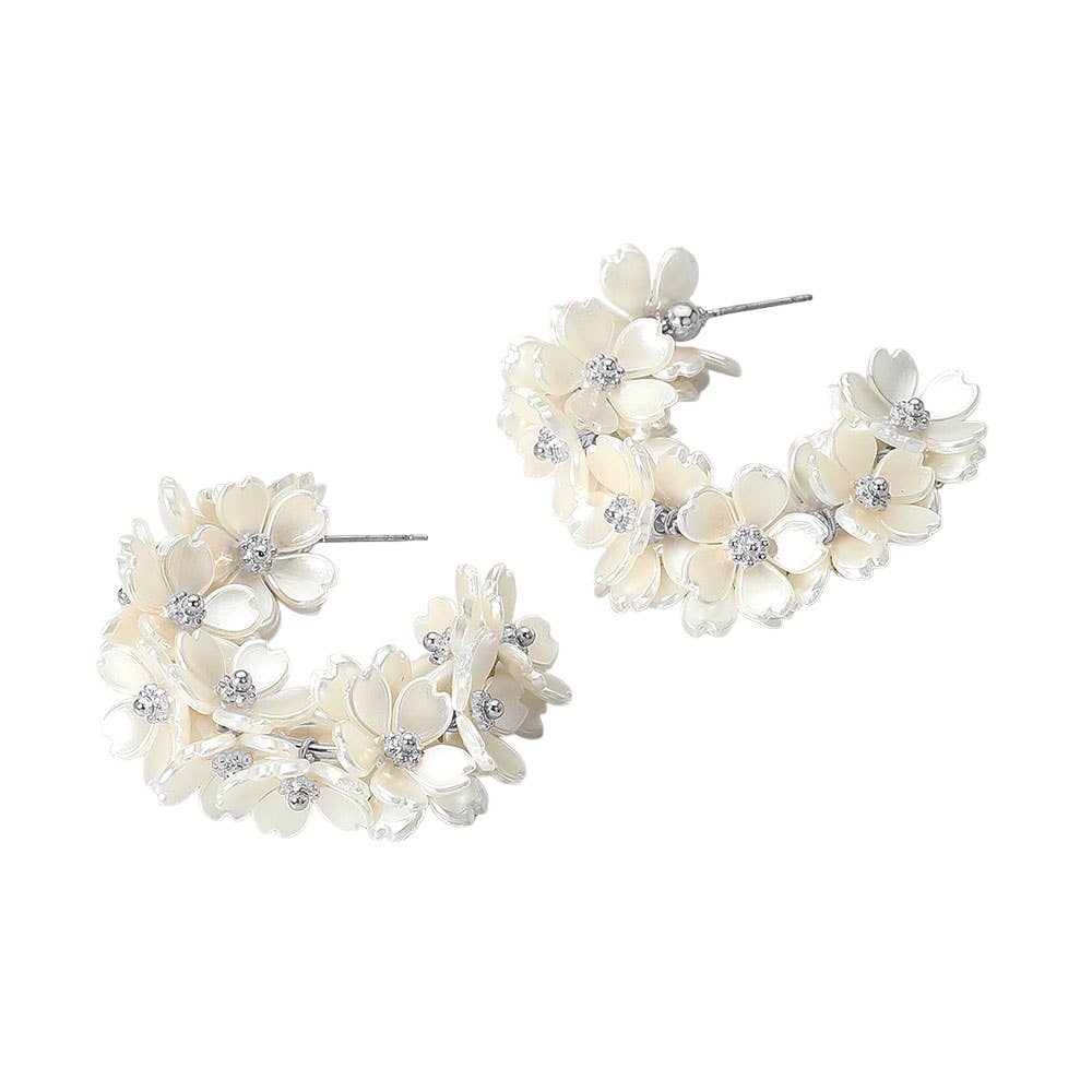 Pearl Flower Hoop Earrings
