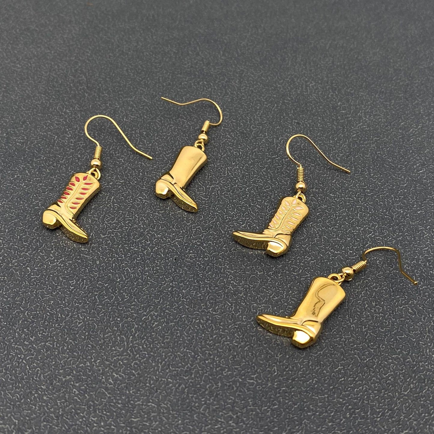 WJ - Western Enamel 18K Gold-plated Cowgirl Boots Earrings