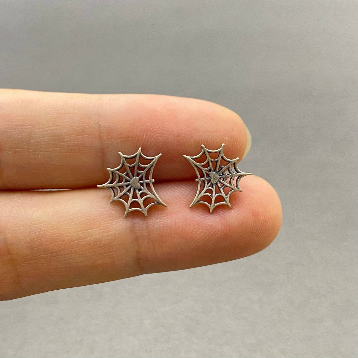 S925 Sterling Silver Spider Web Ear Studs - GT