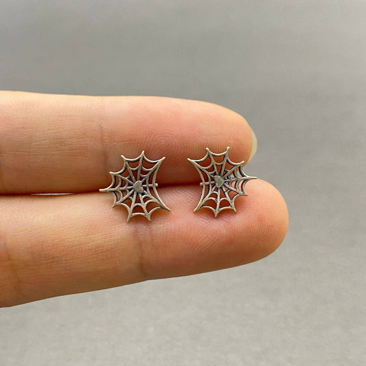 S925 Sterling Silver Spider Web Ear Studs - GT
